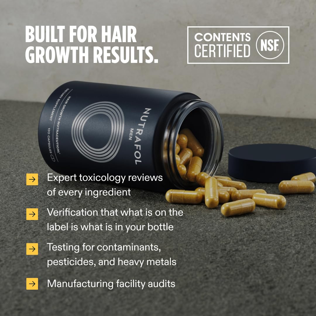 Nutrafol Men's Hair Growth Supplements, Clinically Tested for Visibly Thicker Hair and Scalp Coverage, Hair Loss Treatment Dermatologist Recommended - 1 Month Supply 4 Nutrafol men’s hair growth supplements – 1 month supply, dermatologist recommended for visibly thicker hair